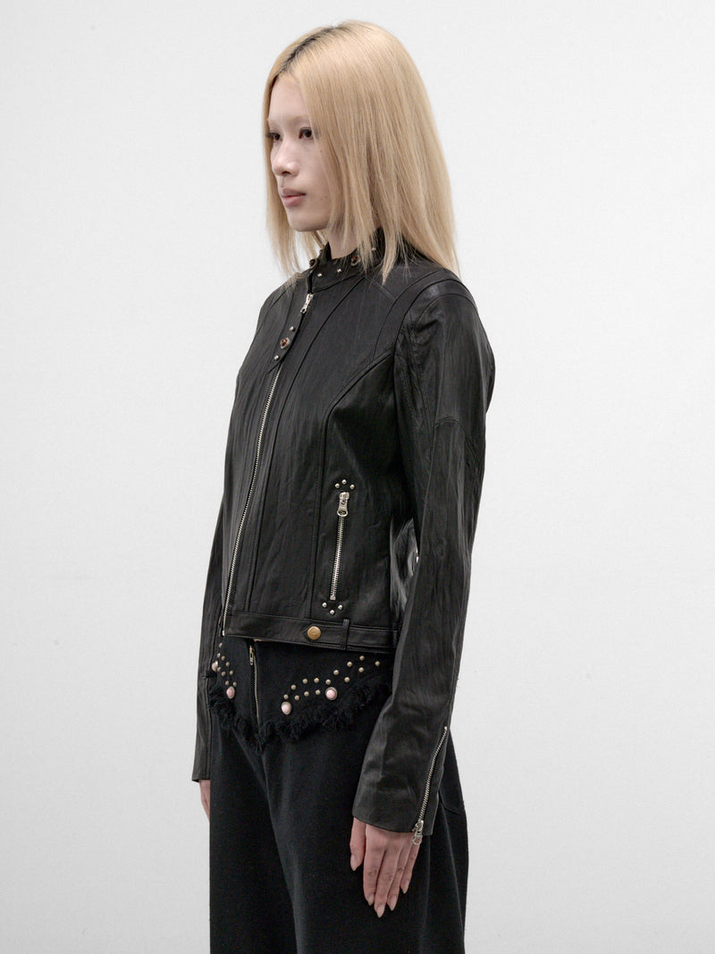 Onyx Rivet Leather Jacket (A26WV16O-ONYX)