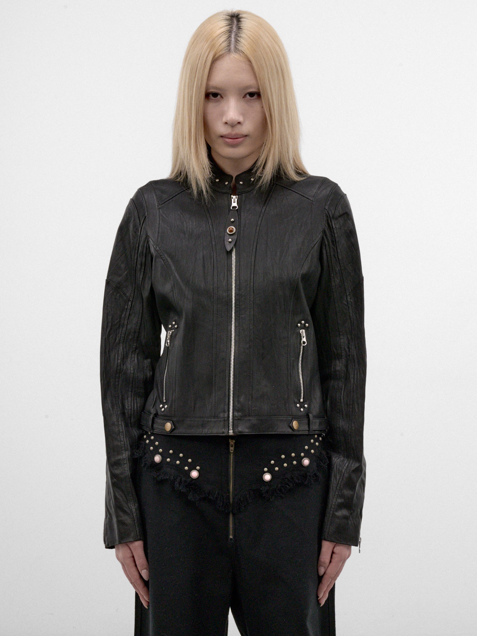 Onyx Rivet Leather Jacket (A26WV16O-ONYX)