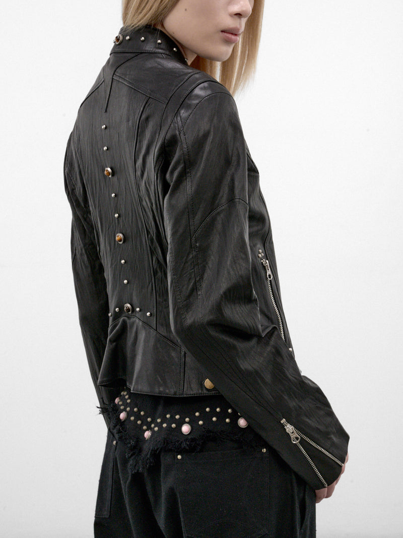 Onyx Rivet Leather Jacket (A26WV16O-ONYX)
