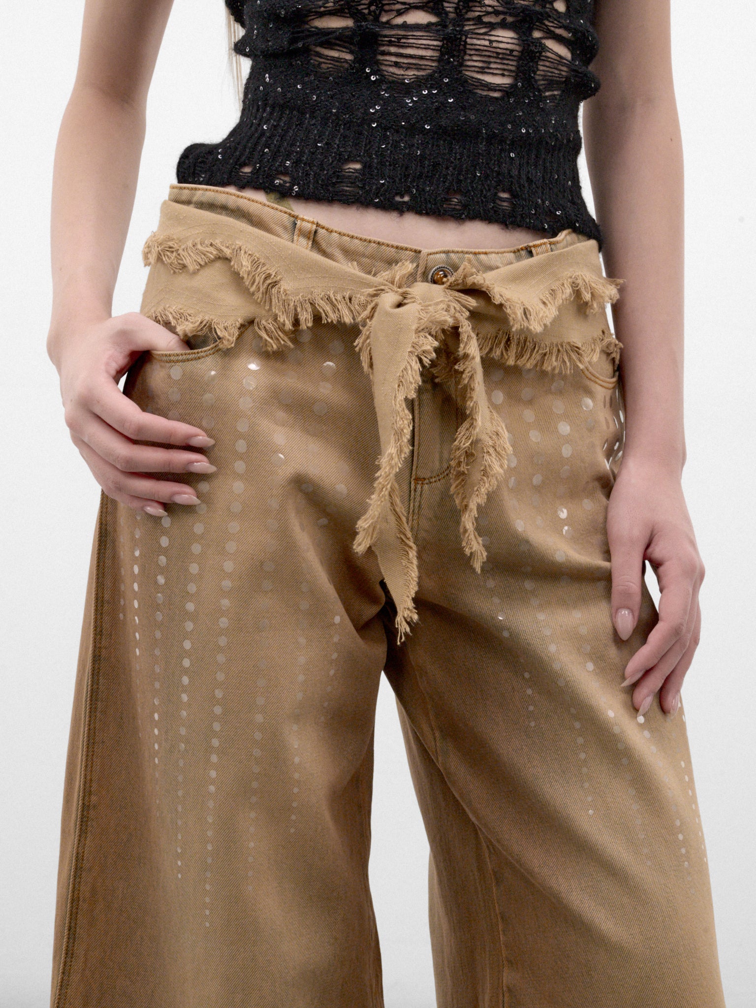Tobacco Dotted G-String Baggy Jeans (A26WV21S-SUN-FADED-TOBACCO)