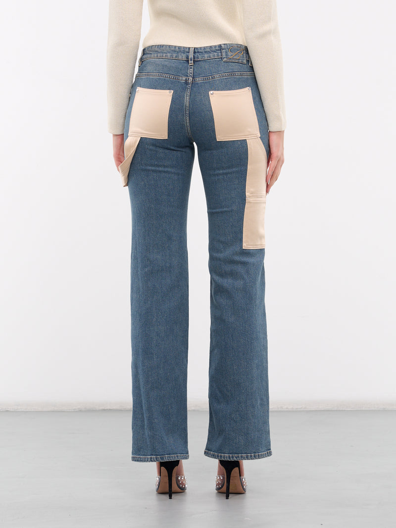 Satin Paneled Denim Jeans (A42-2J143A-C9478-BLUE-CROISSAN)