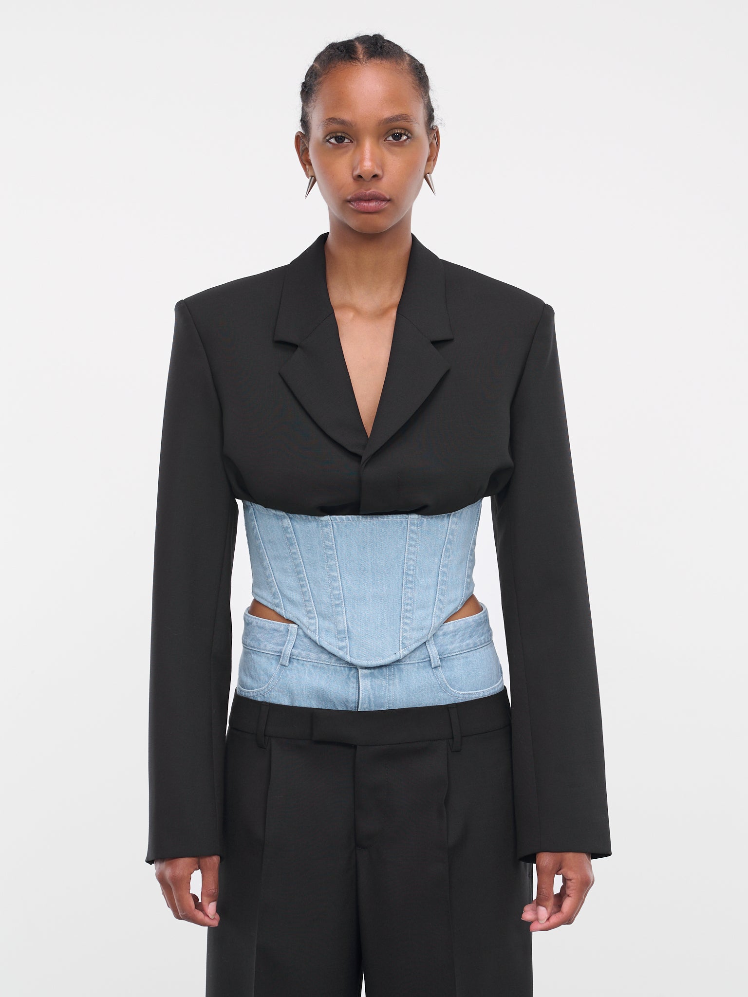 Float Corset Blazer (A4211P23-1057-BLACK-CYAN)