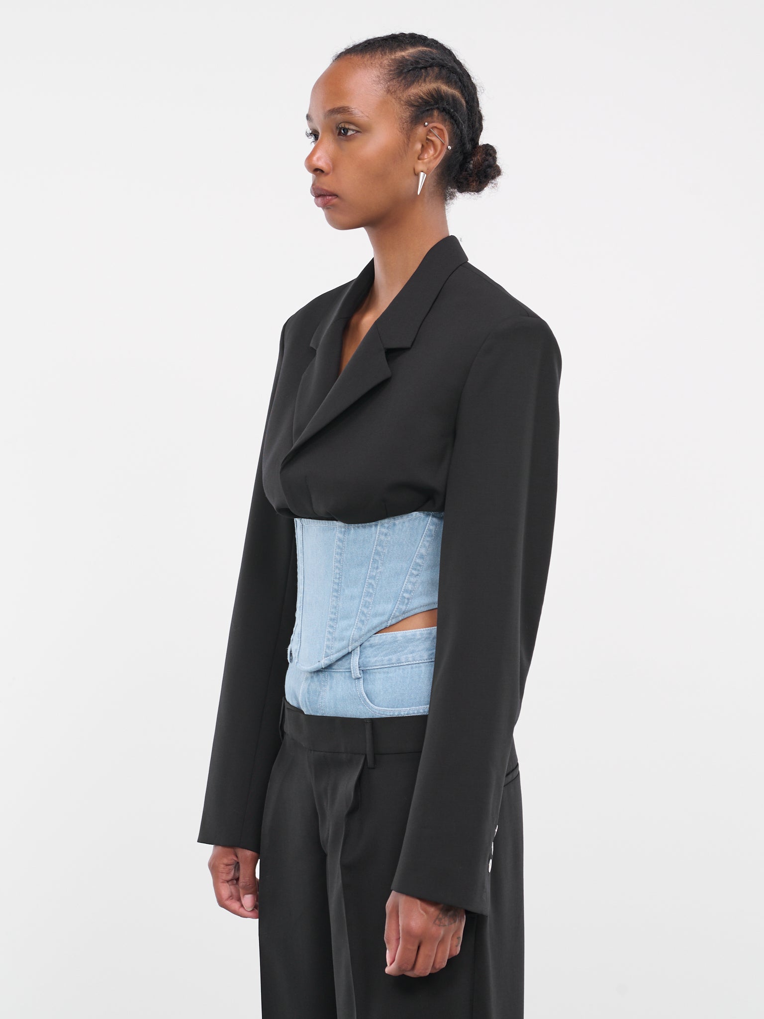 Float Corset Blazer (A4211P23-1057-BLACK-CYAN)