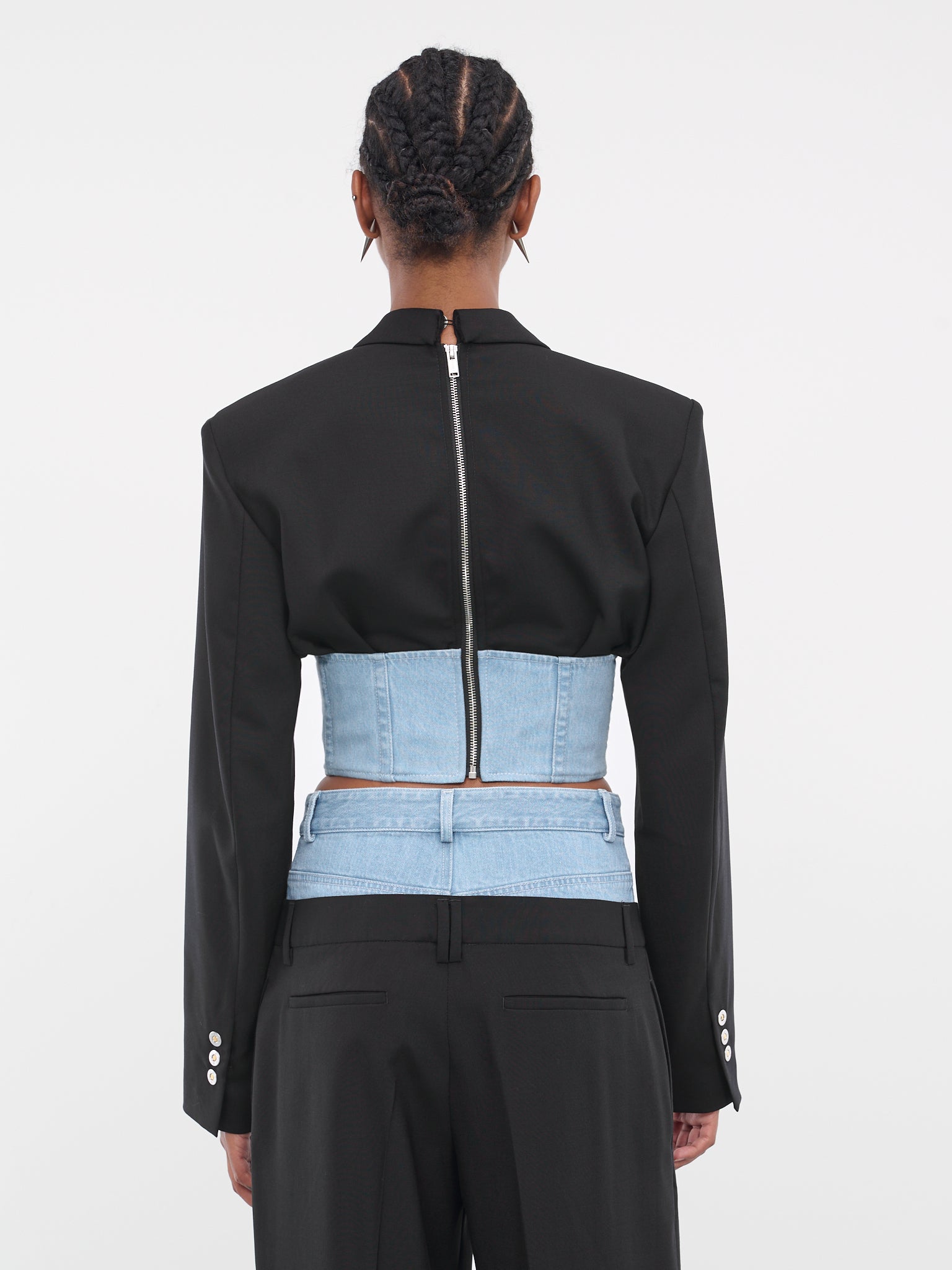 Float Corset Blazer (A4211P23-1057-BLACK-CYAN)