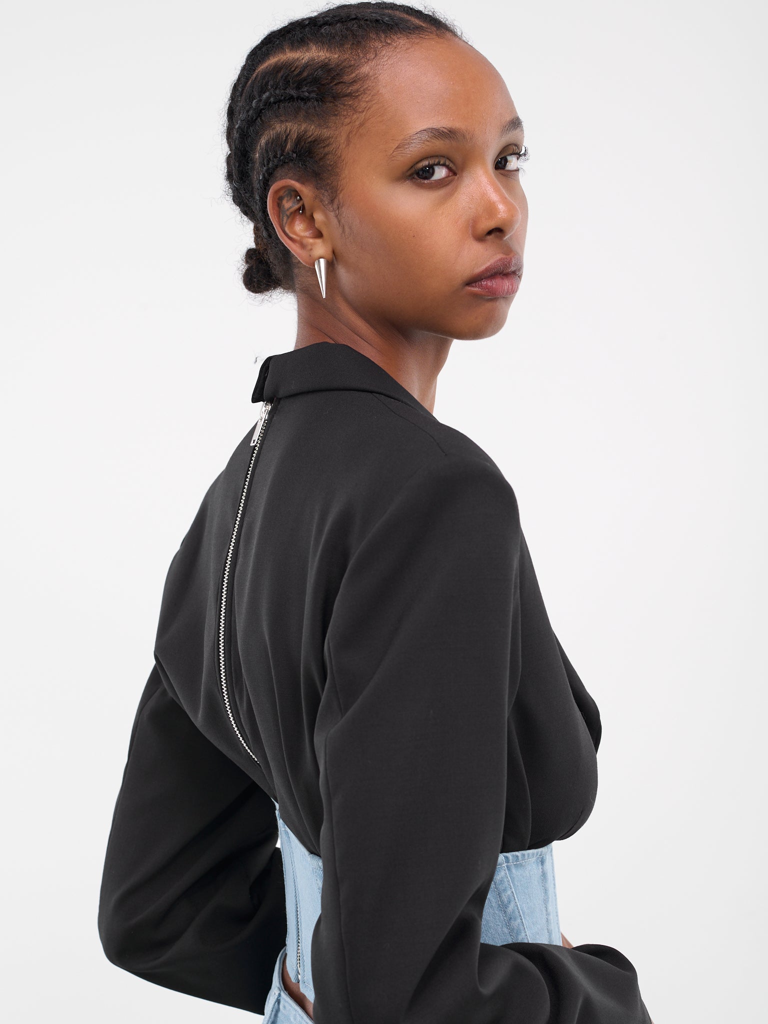 Float Corset Blazer (A4211P23-1057-BLACK-CYAN)