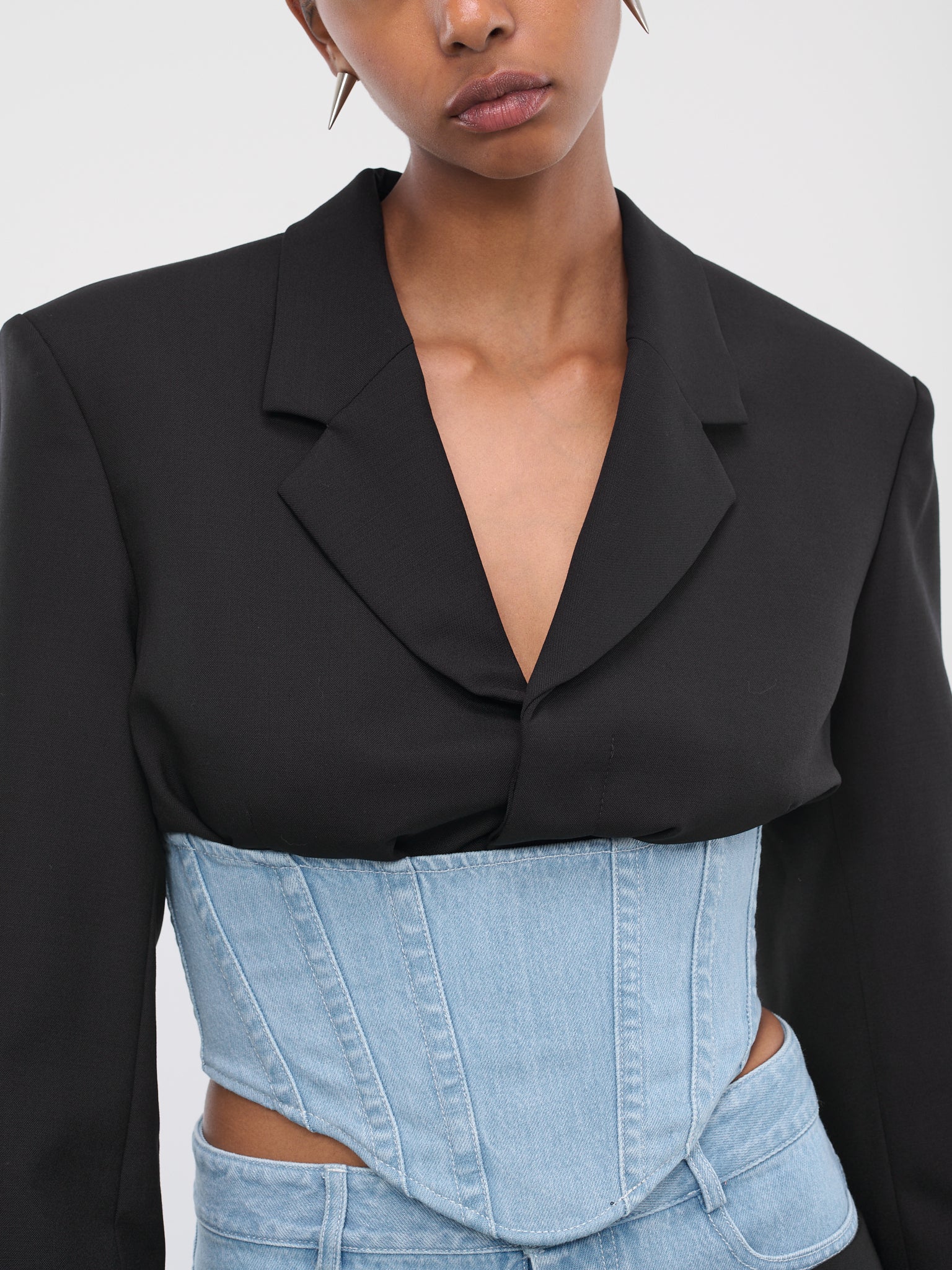 Float Corset Blazer (A4211P23-1057-BLACK-CYAN)