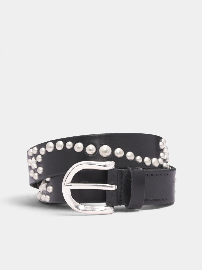 Black Leather Star Fall Belt (A4228SB-BLACK-BRIDLE)