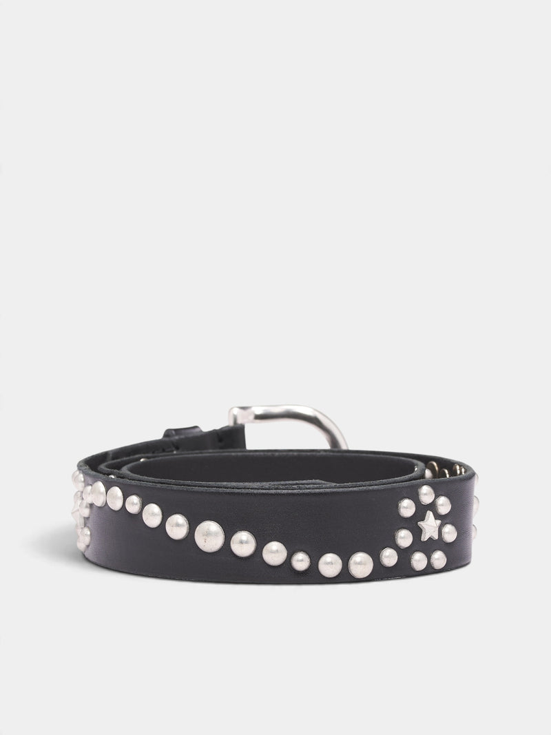 Black Leather Star Fall Belt (A4228SB-BLACK-BRIDLE)