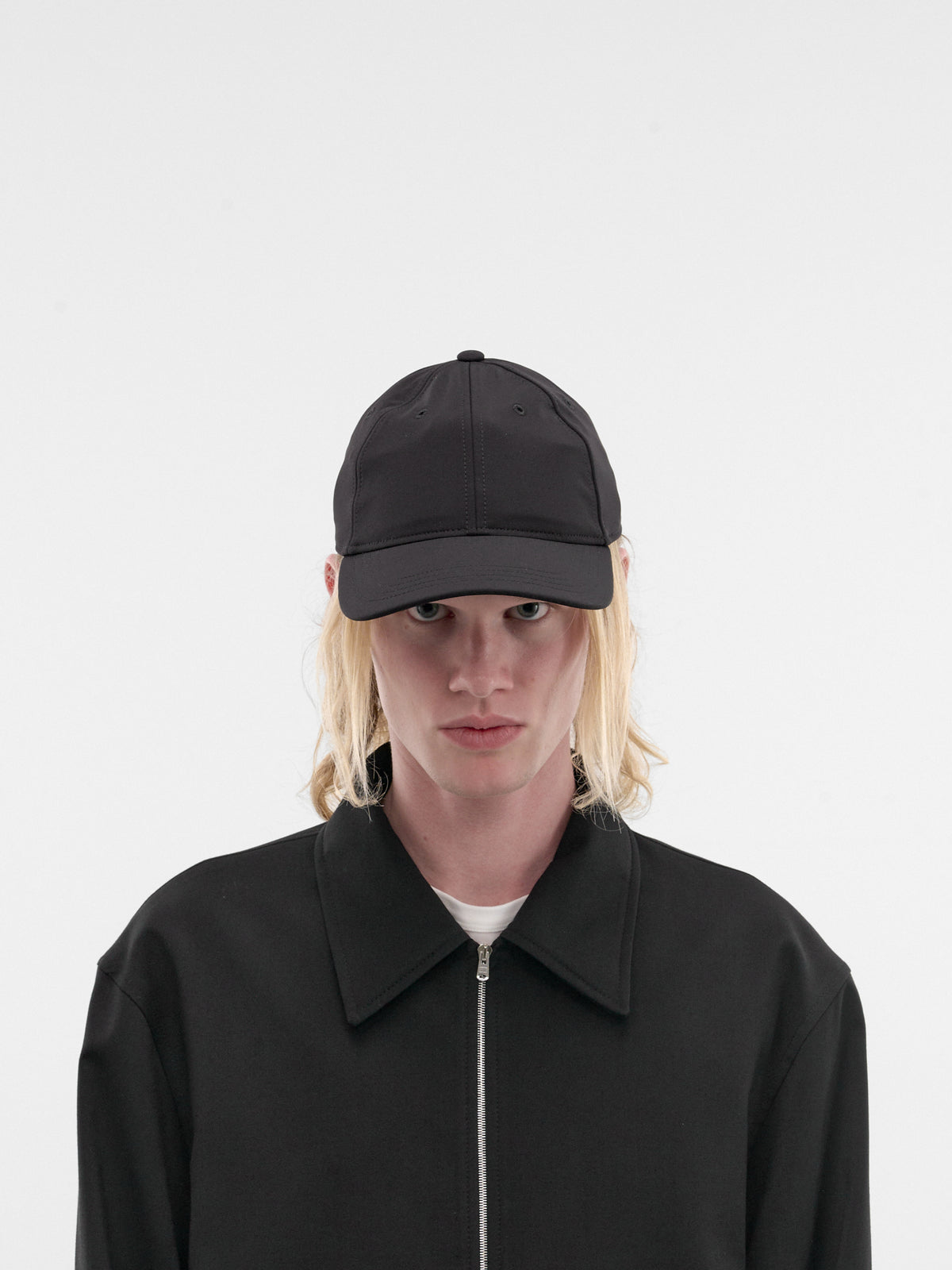 Black Nylon 6-Panel Cap (A4258BP-PITCH-BLACK-MUTED-SCUB)