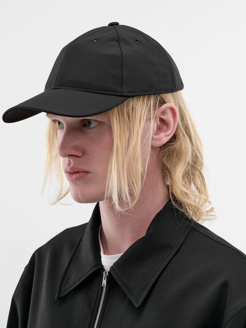 Black Nylon 6-Panel Cap (A4258BP-PITCH-BLACK-MUTED-SCUB)