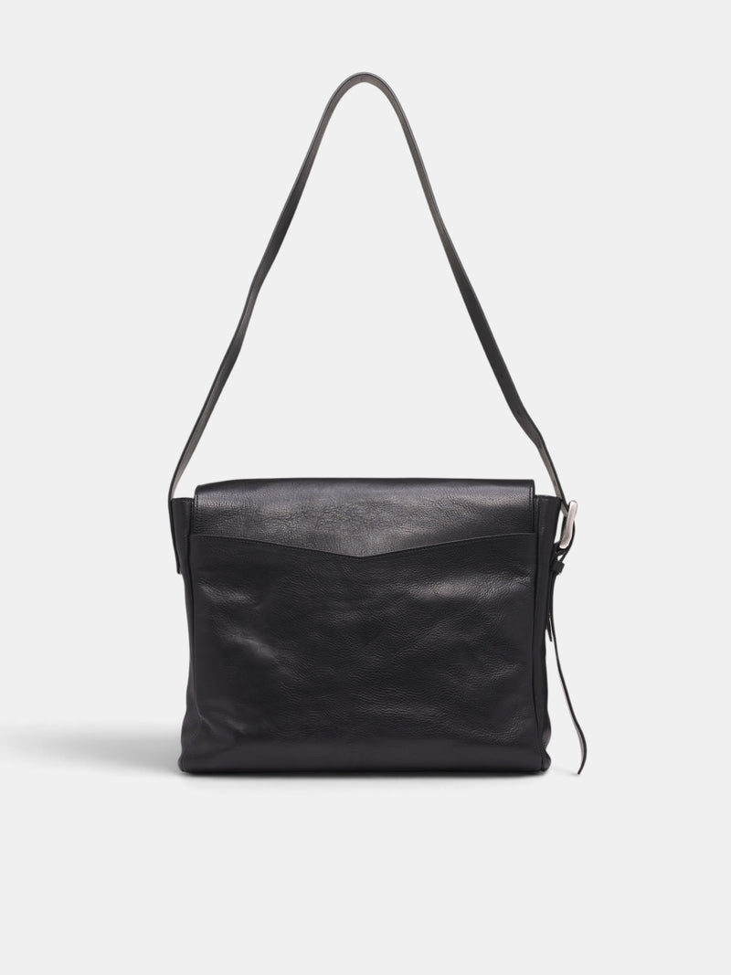 Goat Leather Piston Messenger Bag (A4268BT-BLACK)