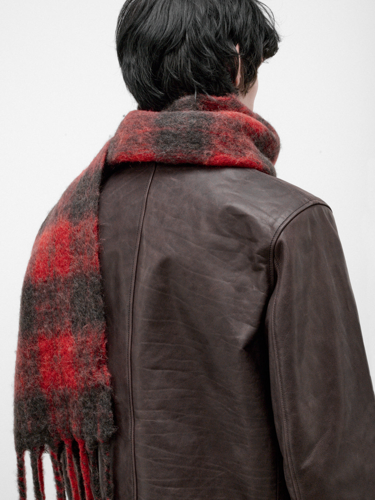 Red Plaid Alpaca Estate Scarf (A4268EBR-BURNT-RED)