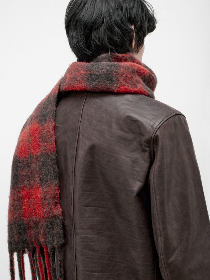 Red Plaid Alpaca Estate Scarf (A4268EBR-BURNT-RED)