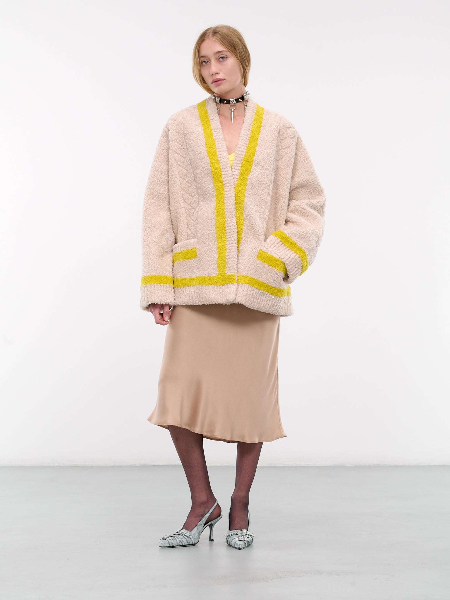Silk Fluted Midi Skirt (A44-4G040A-N0820-CAMEL-BEIGE))