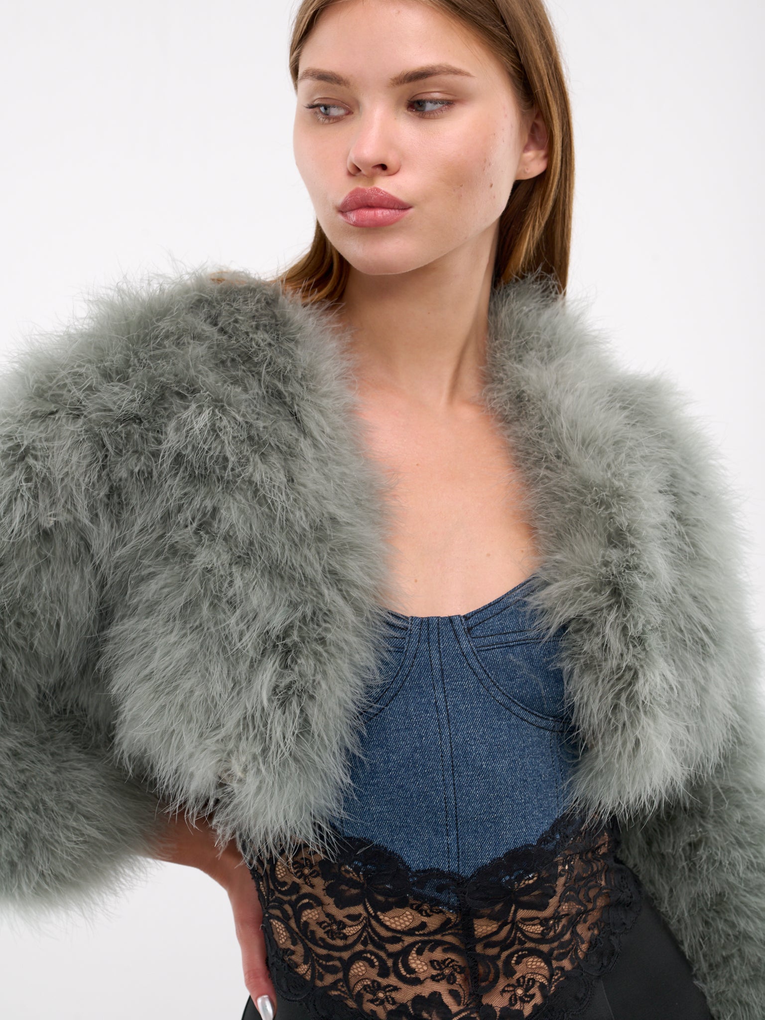 Cropped feather jacket online