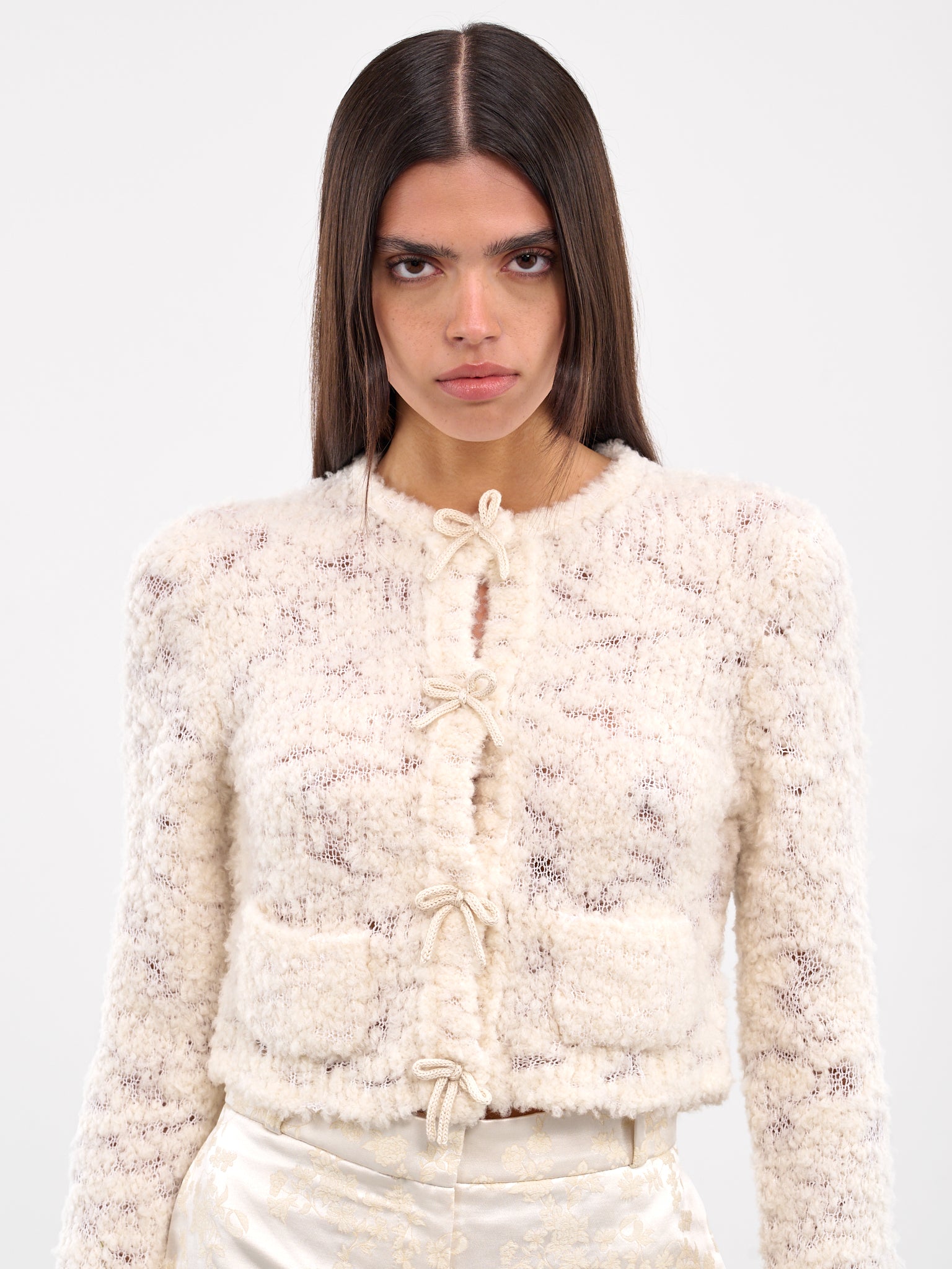 Bow Wool Cardigan (A60572-WHITE)