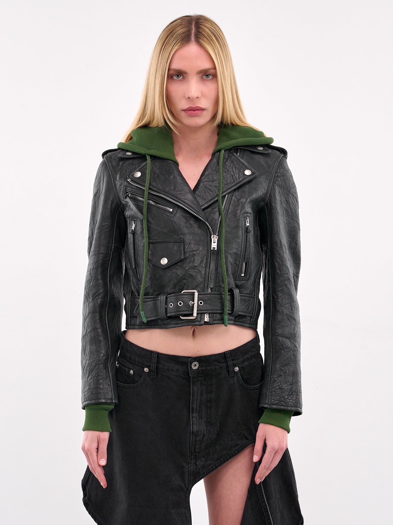 Layered Leather Jacket (A70191-BLACK)