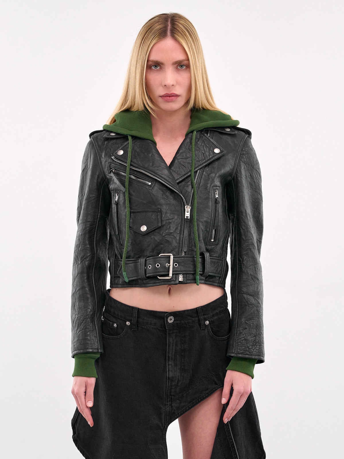 Layered Leather Jacket (A70191-BLACK)