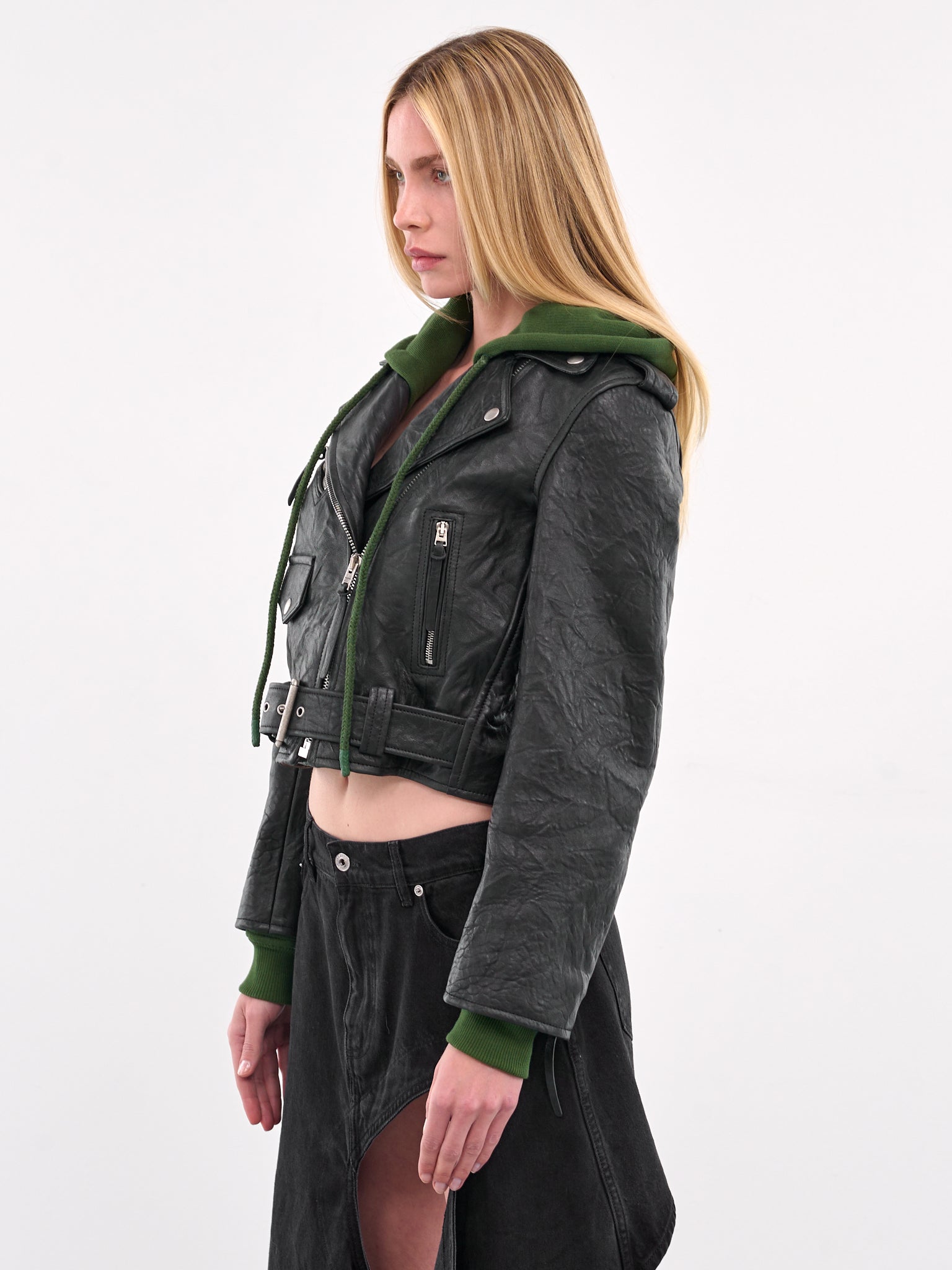 Layered Leather Jacket (A70191-BLACK)