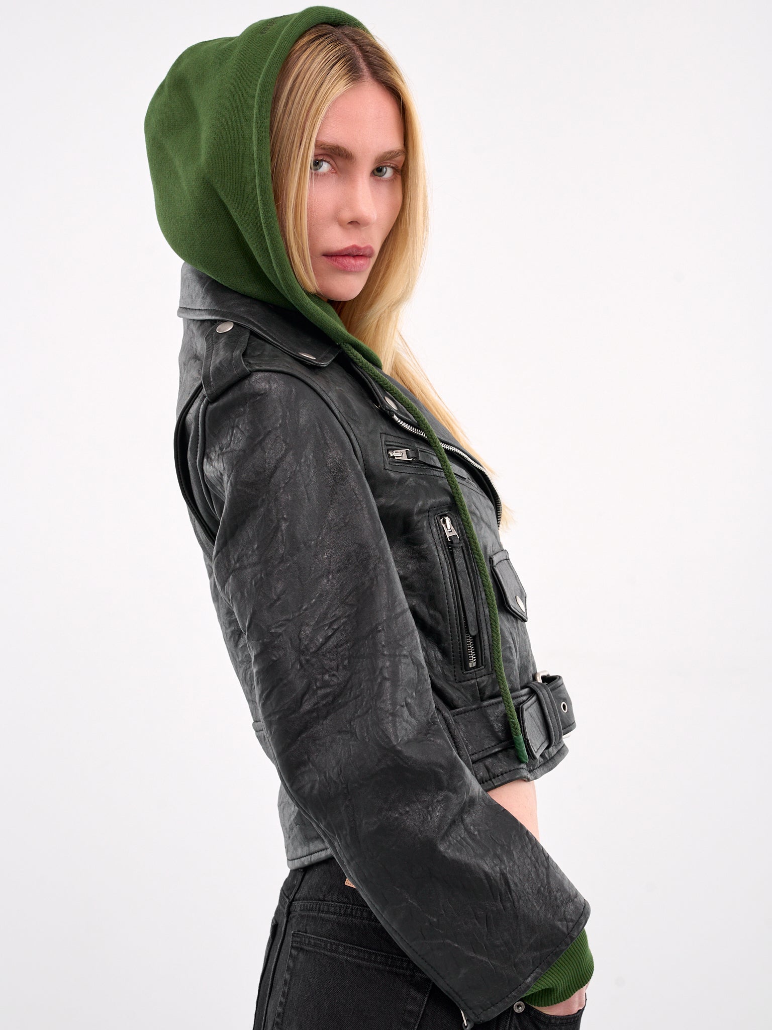 Layered Leather Jacket (A70191-BLACK)