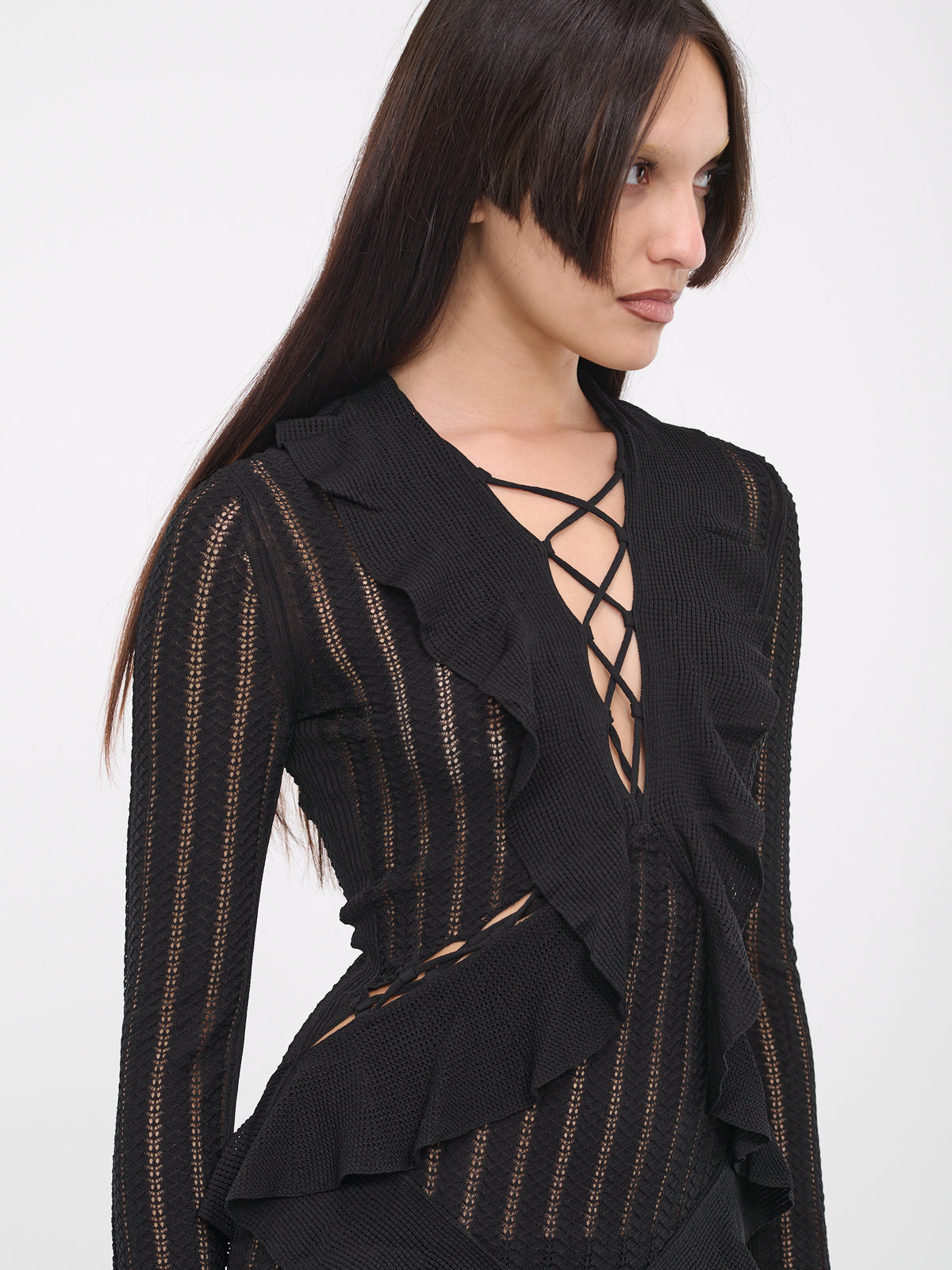 Snakeskin Ruffle Dress (A7735-1000-BLACK)