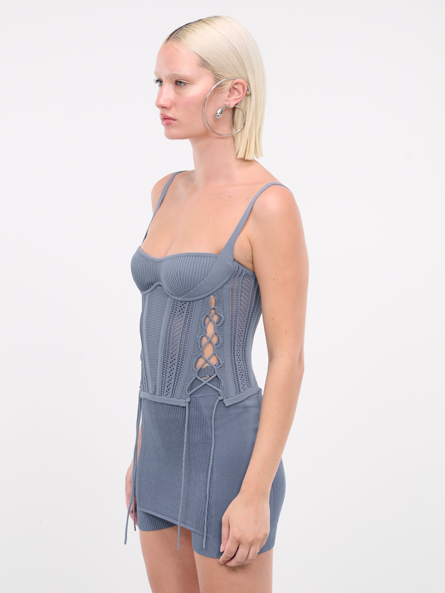 Laced Openwork Corset (A7744-5038-STORM-BLUE)