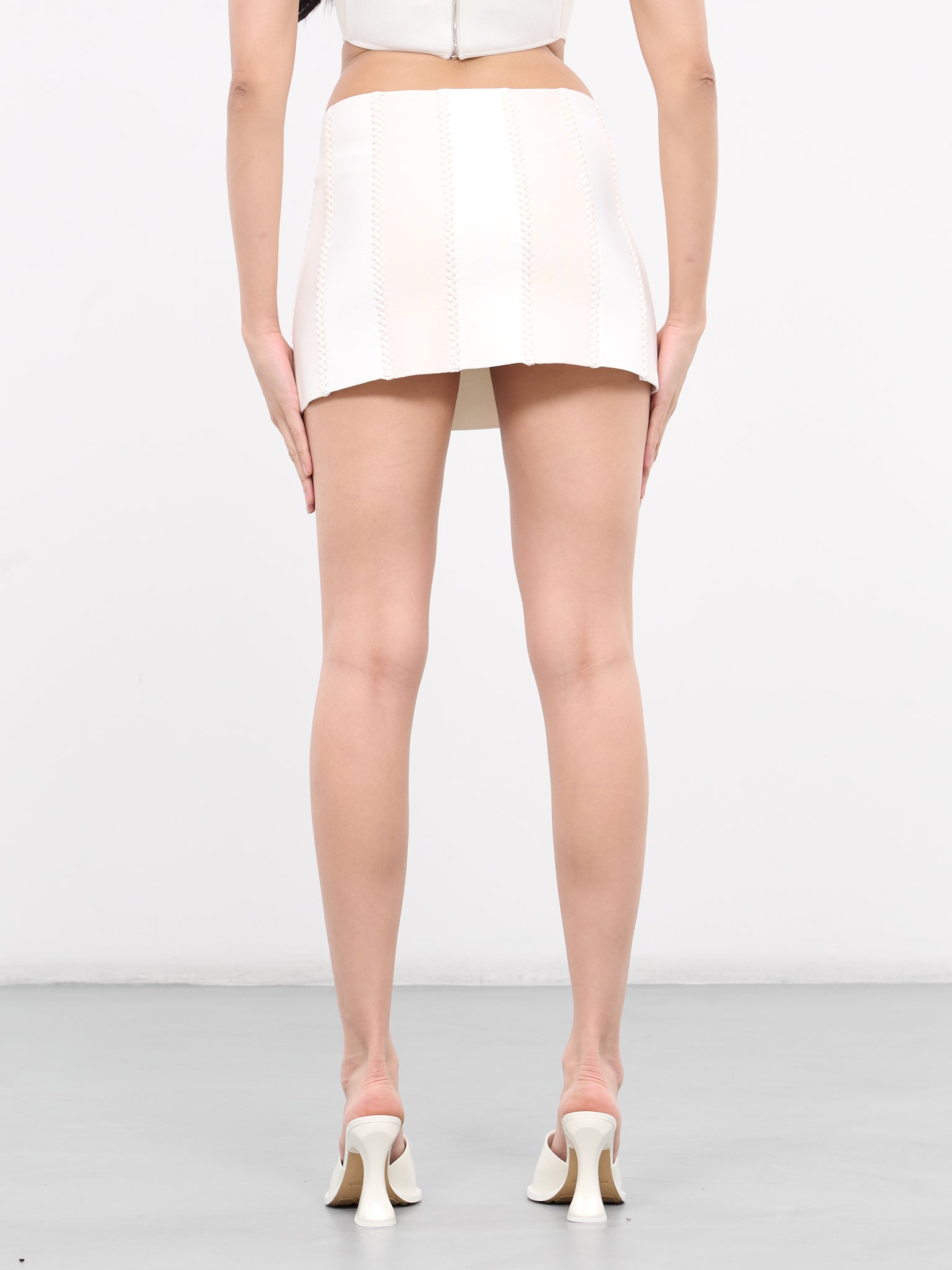 Suture Stripe Mini Skirt (A7811-2033-IVORY-ECRU)
