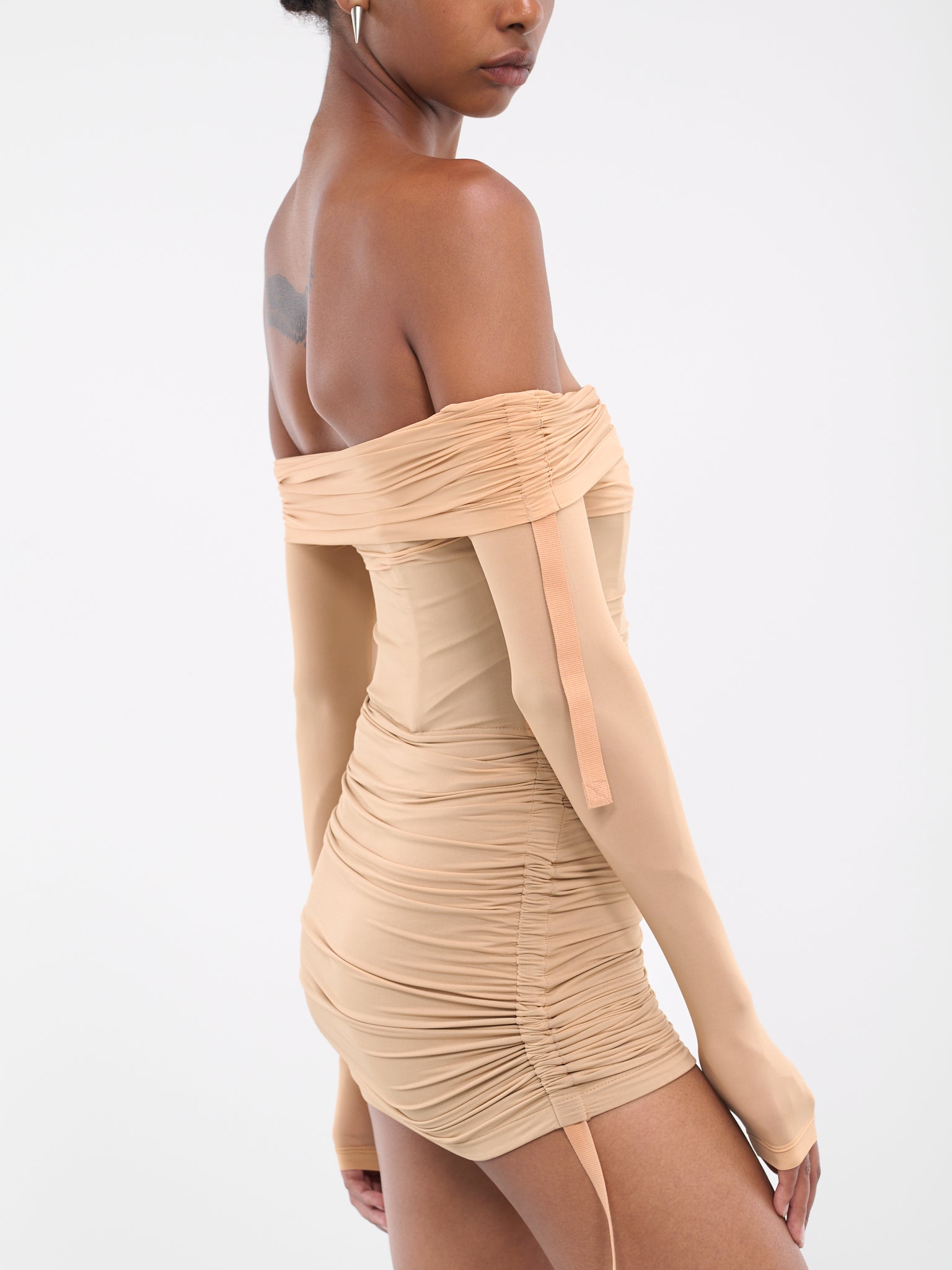 dion lee hosiery mesh dress Dion Lee Hosiery Overlay Gathered Dress