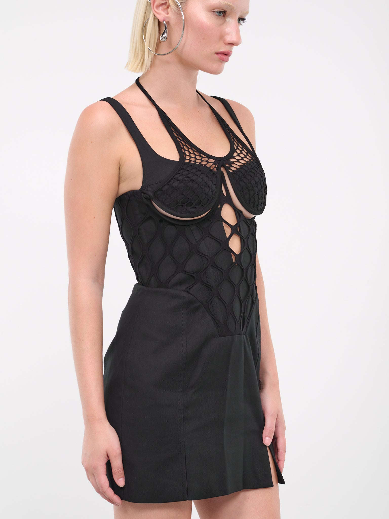 Fishnet Wire Corset Dress (A9989-1003-BLACK)
