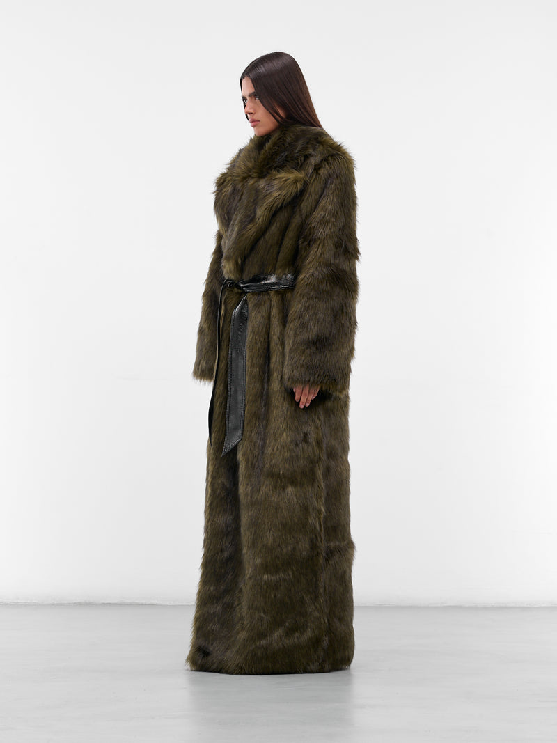 Long Oversized Fur Coat (AAFW25CTPAGN01-DARK-GREEN)