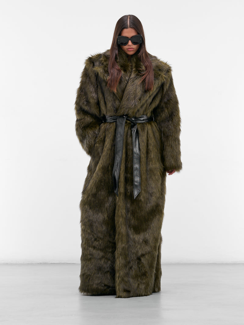 Long Oversized Fur Coat (AAFW25CTPAGN01-DARK-GREEN)