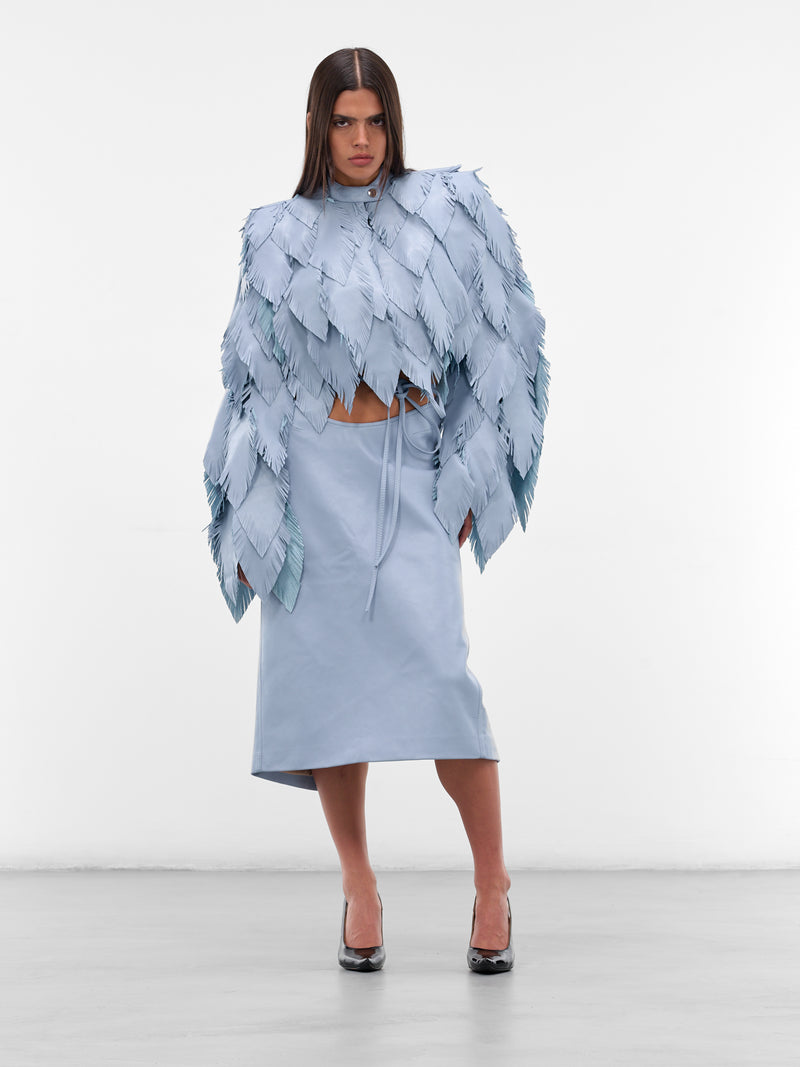 Blue Vegan Leather Midi Skirt (AAFW25SKVLBL02-BLUE)