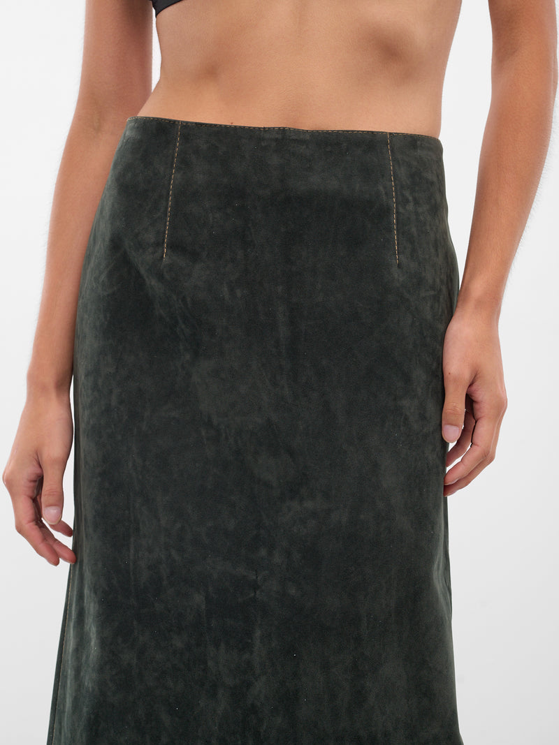 Dark Green Vegan Leather Skirt (AAFW25SKPPGN03-DARK-GREEN)