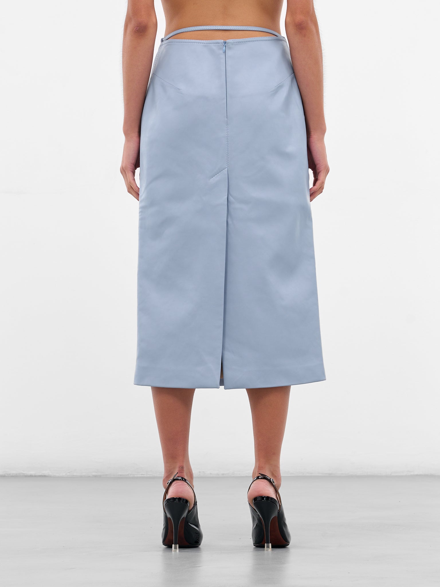 Blue Vegan Leather Midi Skirt (AAFW25SKVLBL02-BLUE)
