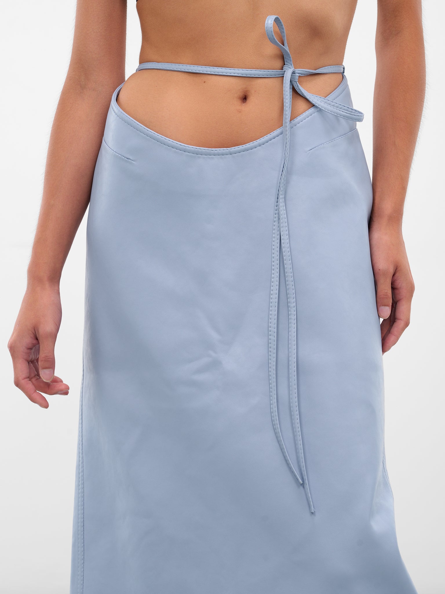 Blue Vegan Leather Midi Skirt (AAFW25SKVLBL02-BLUE)