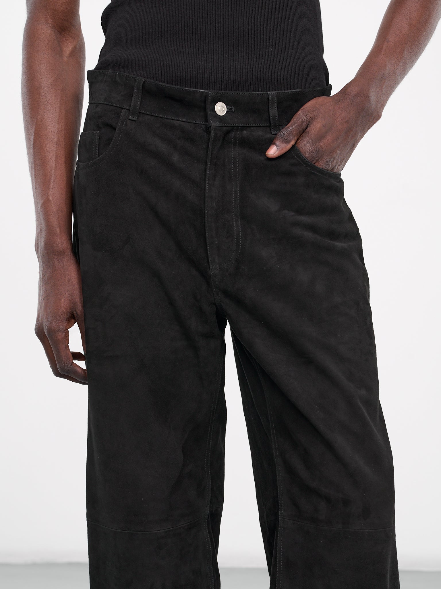 Buckle Suede Carpenter Pants (AAMPA0458LE01-BLACK)