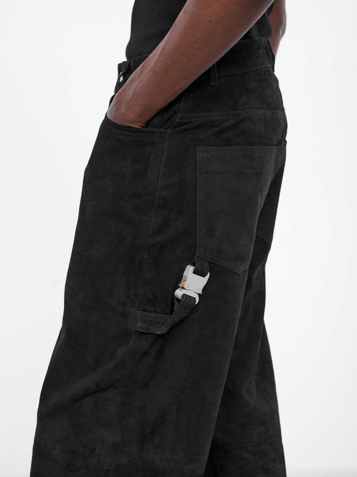 Buckle Suede Carpenter Pants (AAMPA0458LE01-BLACK)