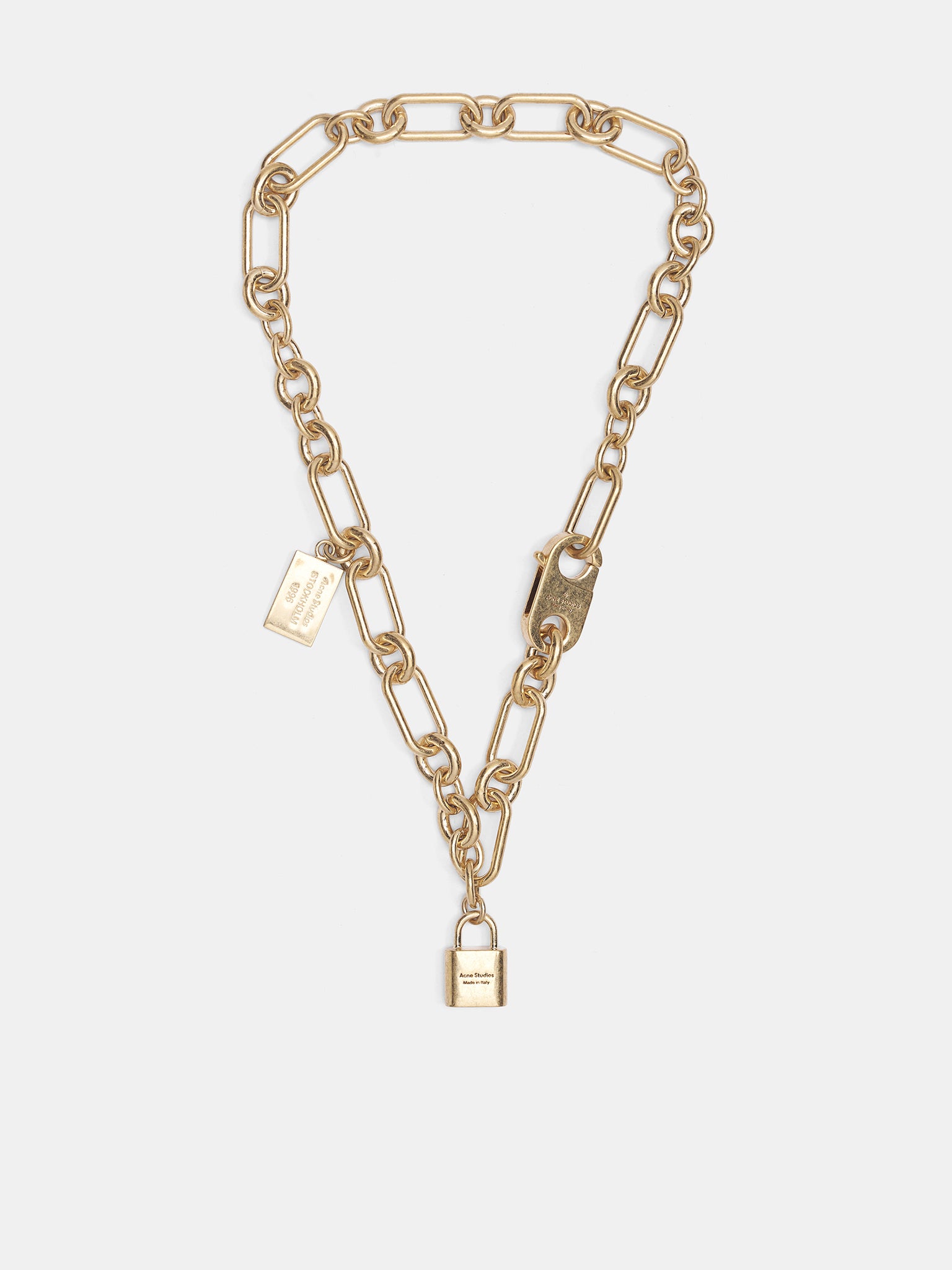 Gold Large Chain Padlock Necklace (AC-MN-JEWE00003-SEMI-MATT-GOLD)