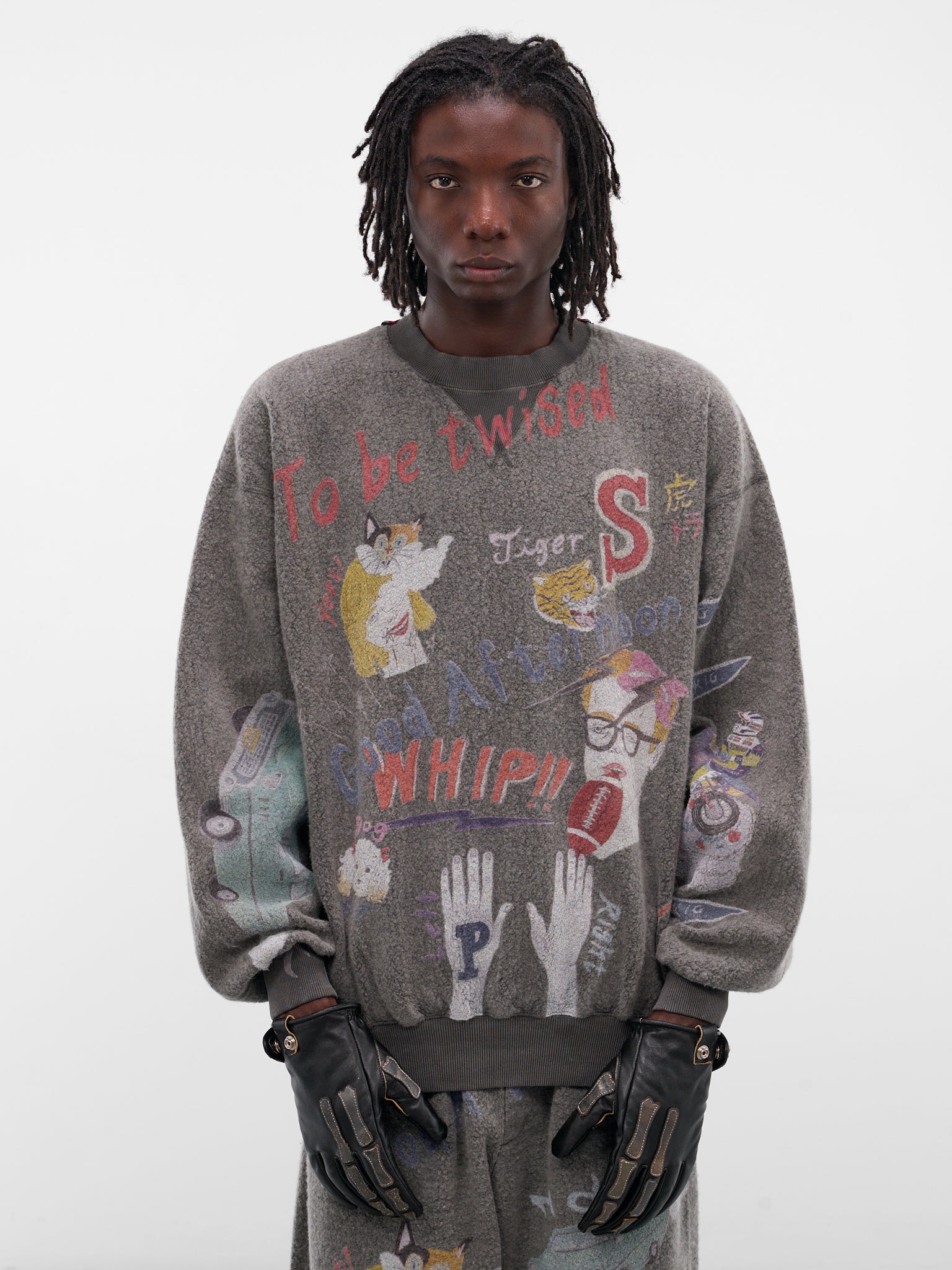 Black Bone Embroidered Leather Gloves (AC-SV-NGA-1005-BLACK)