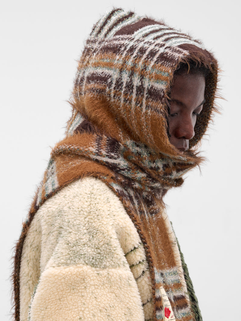 Beige Hooded Luster Check Scarf (AC-SV-NGA-1009-BEIGE)