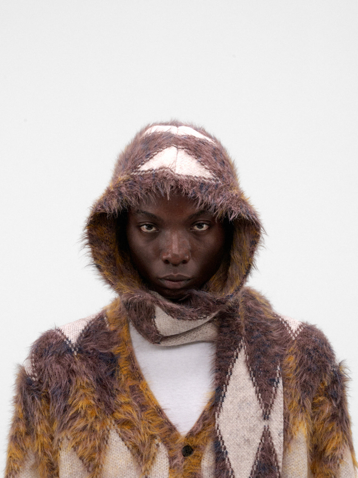 Fair Isle Knit Scarf Hood (AC-SV-NRA-1003-BROWN)