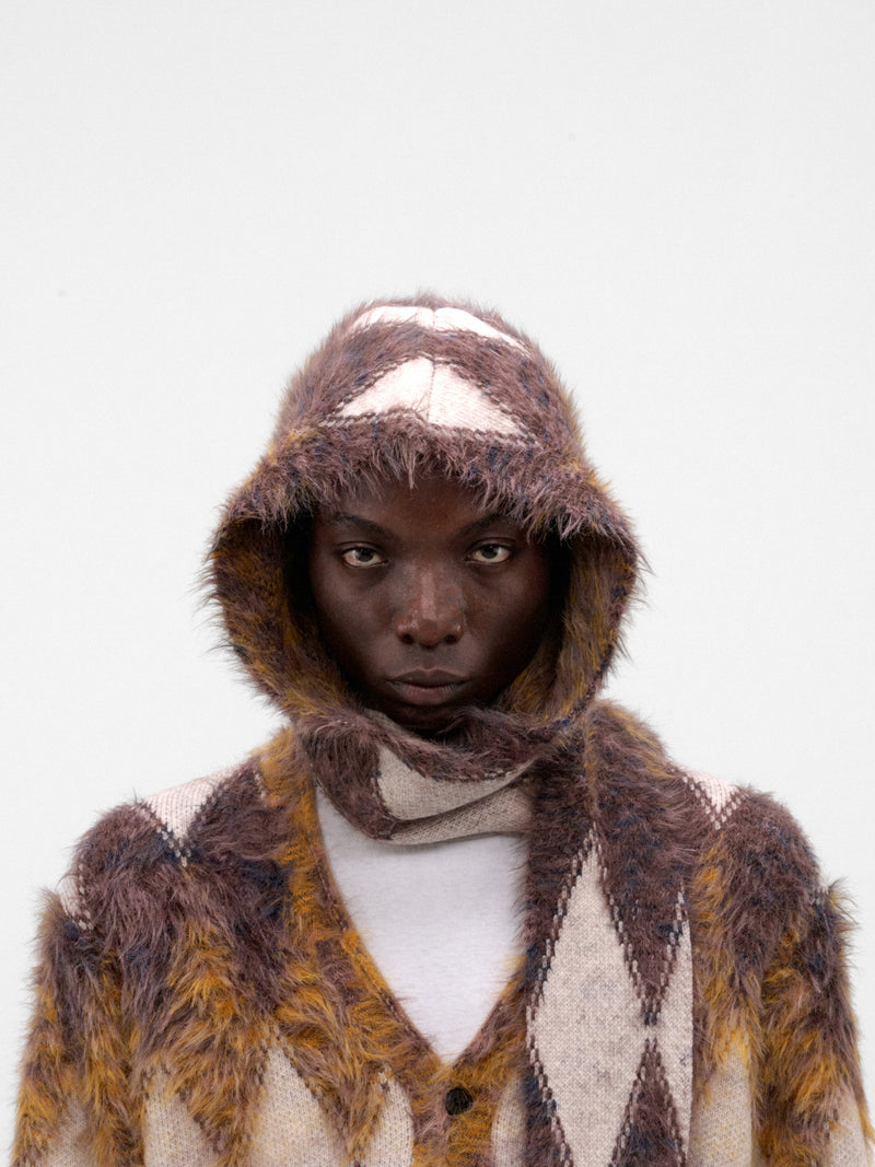 Fair Isle Knit Scarf Hood (AC-SV-NRA-1003-BROWN)