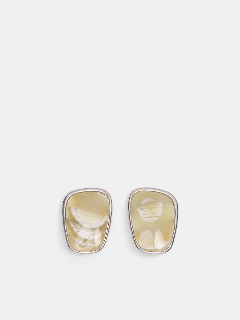 Cream Stone Earrings (AC-UX-JEW000004-SILVER-CREAM)