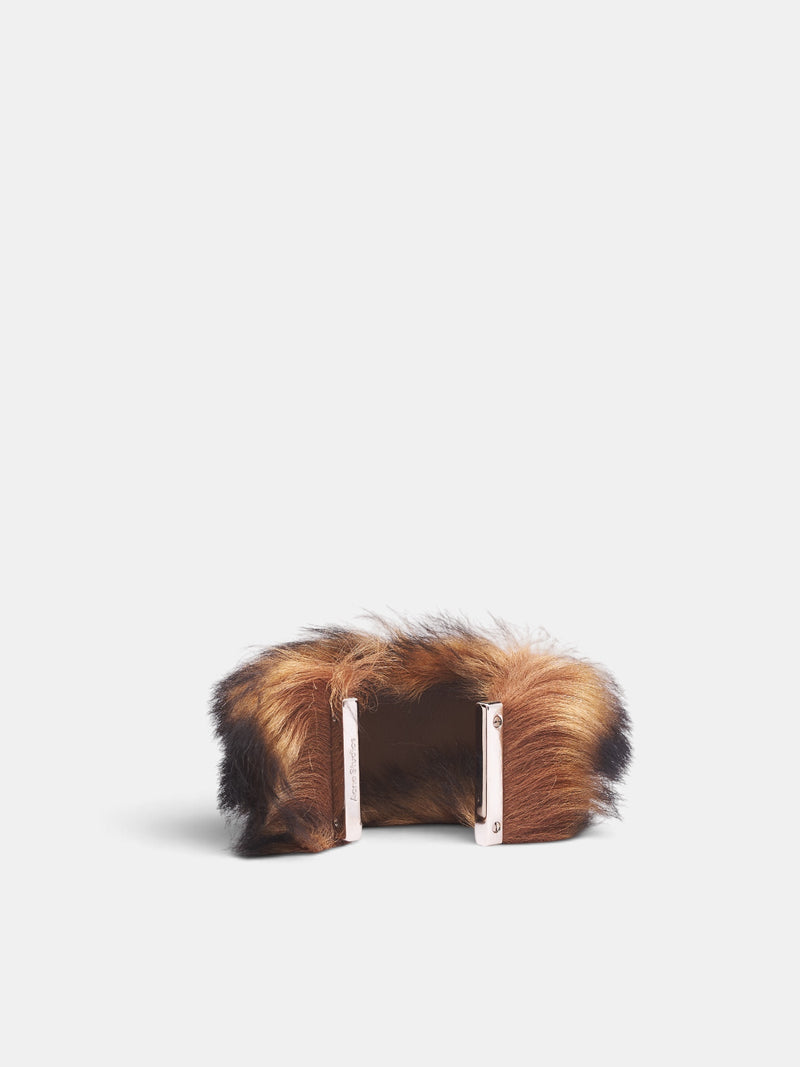 Brown Shearling Cuff Bracelet (AC-UX-JEWE000003-SILVER-BROWN)