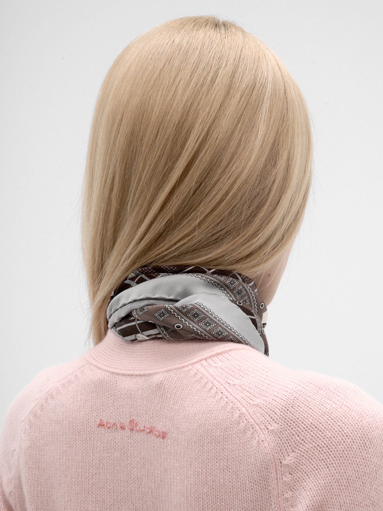 Gray Silk Patterned Scarf (AC-UX-SCAR000022-GREY-BROWN)