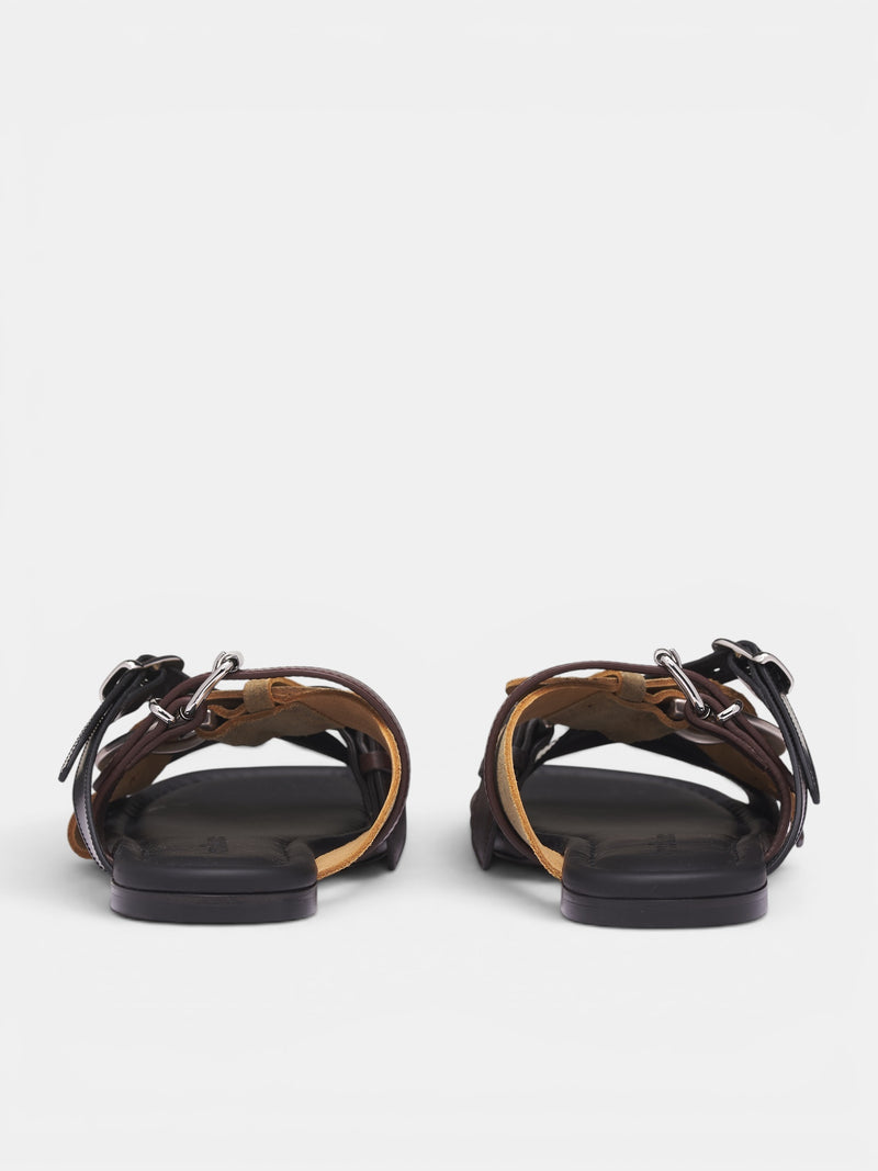 Brown Multi-Strap Leather Sandals (AC-UX-SHOE000005-MULTI-BROWN)