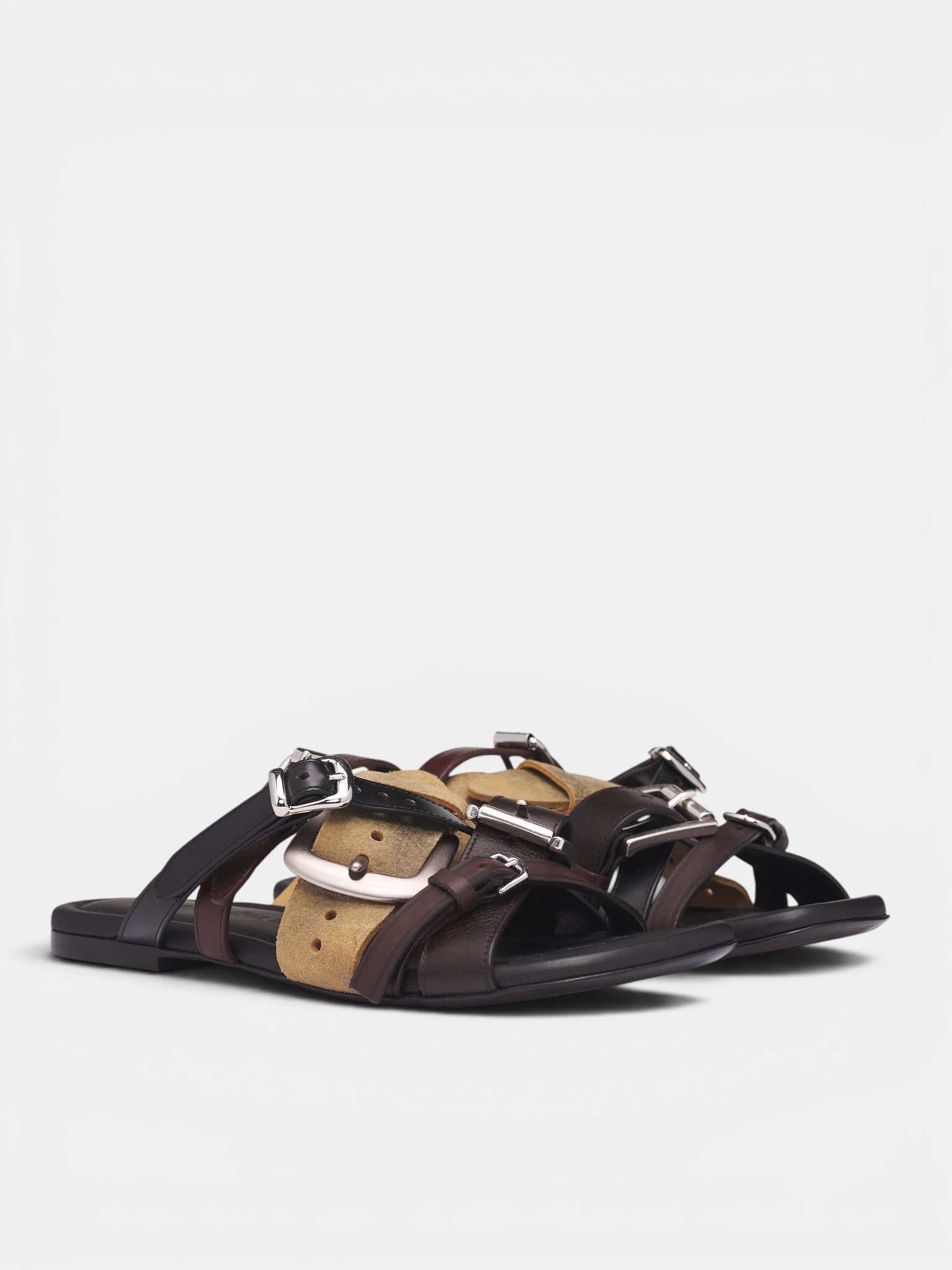 Brown Multi-Strap Leather Sandals (AC-UX-SHOE000005-MULTI-BROWN)
