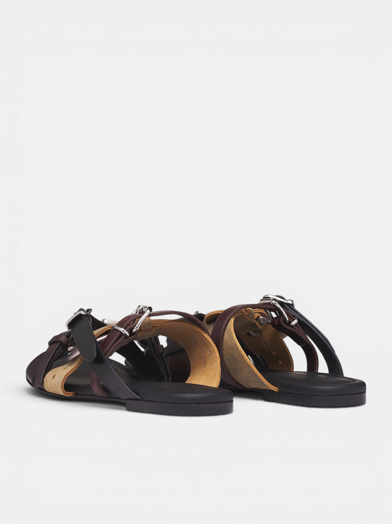 Brown Multi-Strap Leather Sandals (AC-UX-SHOE000005-MULTI-BROWN)