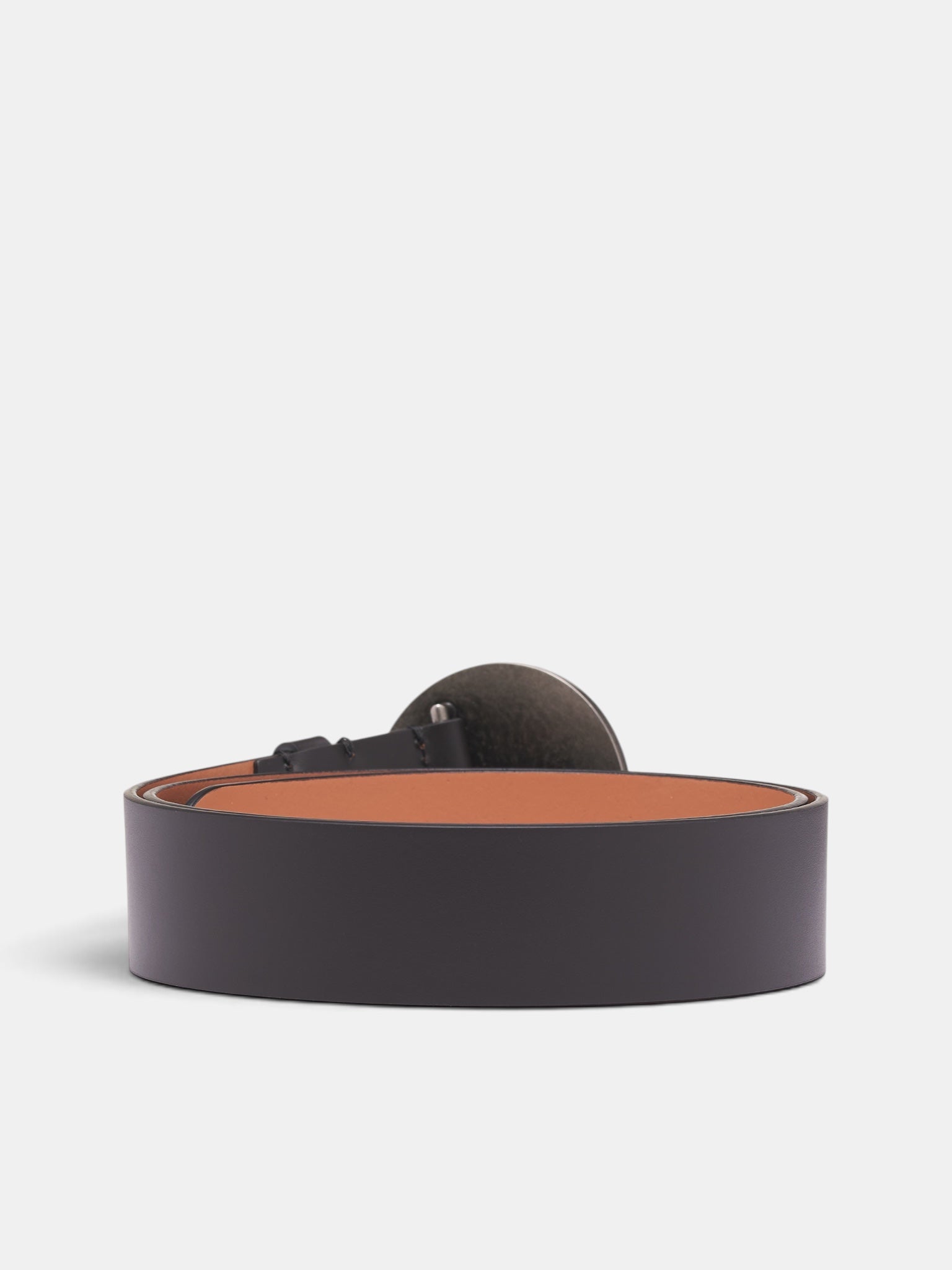 Black Leather Button Buckle Belt (AC-UX-SLGS000020-BLACK-CAMEL)