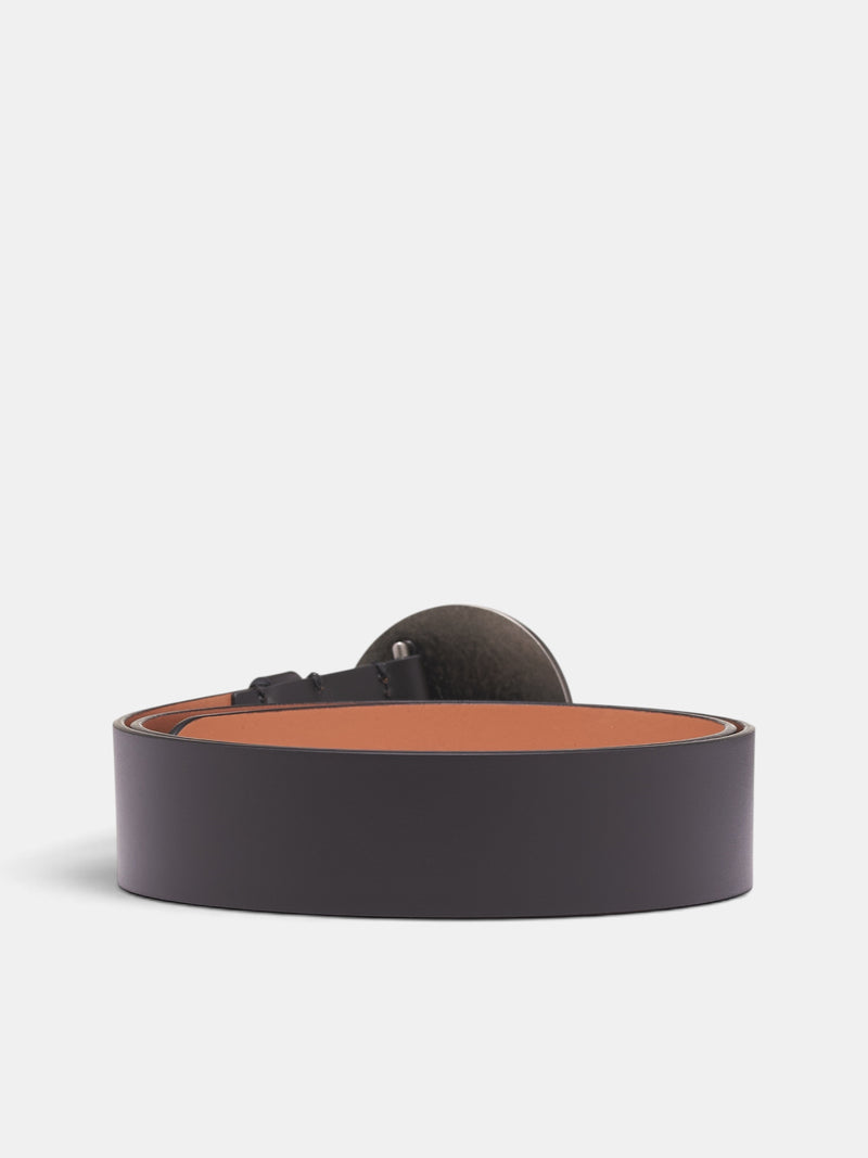 Black Leather Button Buckle Belt (AC-UX-SLGS000020-BLACK-CAMEL)